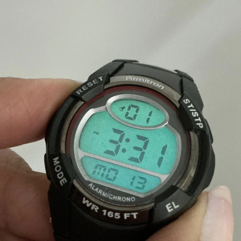 Armitron All Sport 4516975 Boys Watch 35mm Green Digital Black Rubber Alarm